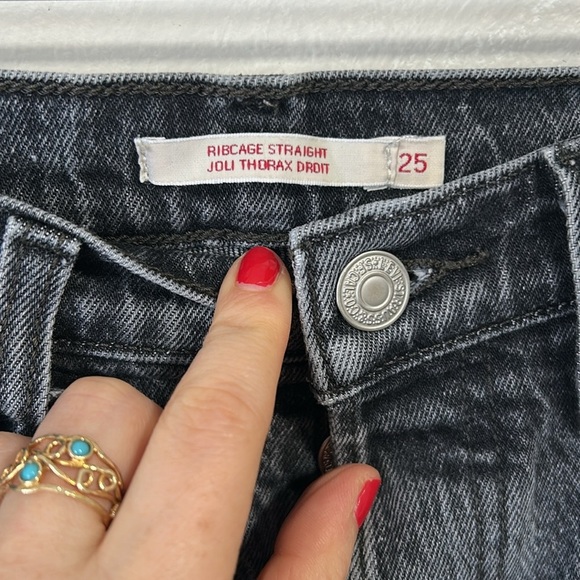 Levi's premium denim Ribcage Straight jeans - Size 25 - Grey black - Picture 3 of 6